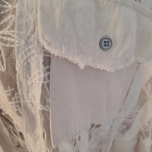 POL Sheer Lace & Twill Mixed Jacket/Top, NWT, Creamy Ivory - STUNNING STATEMENT! - Picture 7 of 13